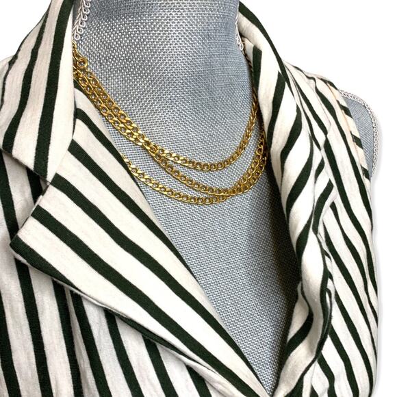 Kim & Cami Green and White Stiped Collar Button Up Tank Small - Picture 7 of 12